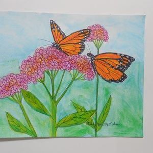 Original Watercolor Monarch Butterfly Painting
